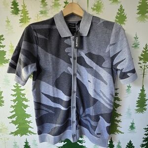 Buffalo David Bitton Gray Camouflage Button Down Polo Shirt
